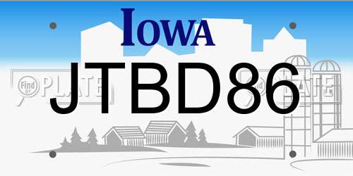 JTBD86 Iowa License Plate
