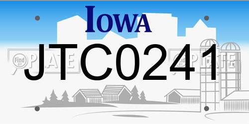 JTC0241 Iowa License Plate
