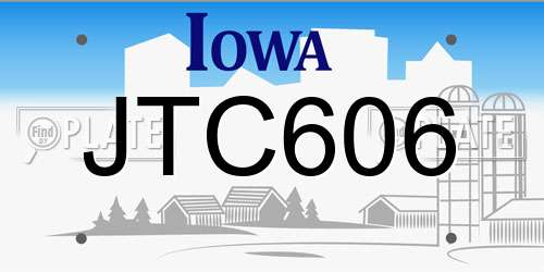 JTC606 Iowa License Plate