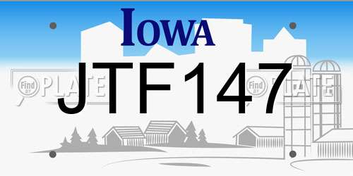 JTF147 Iowa License Plate