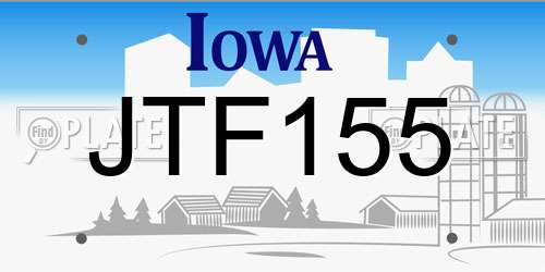 JTF155 Iowa License Plate