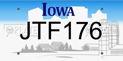 JTF176 Iowa License Plate