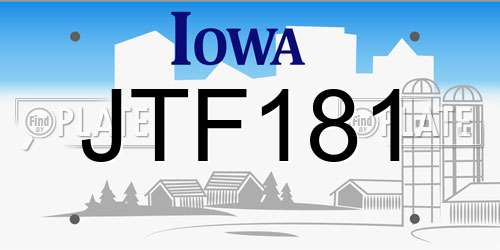 JTF181 Iowa License Plate