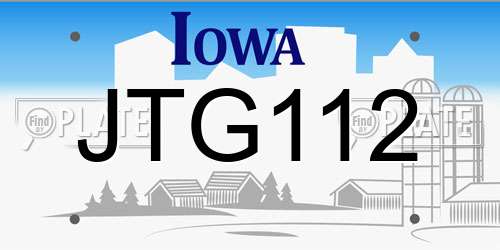 JTG112 Iowa License Plate
