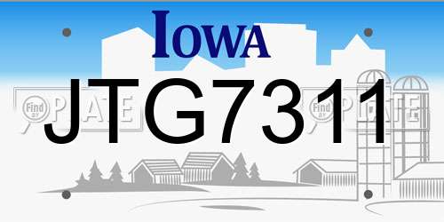 JTG7311 Iowa License Plate