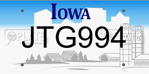 JTG994 Iowa License Plate