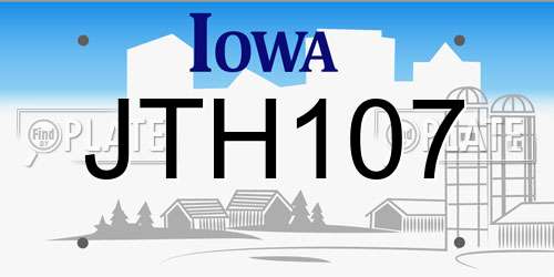 JTH107 Iowa License Plate