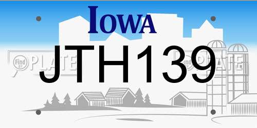 JTH139 Iowa License Plate