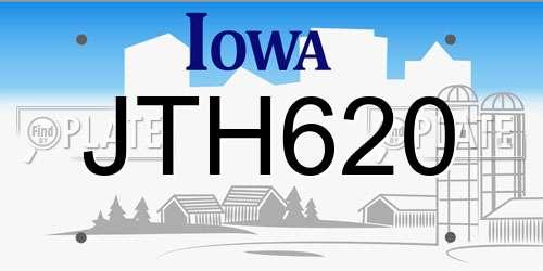 JTH620 Iowa License Plate