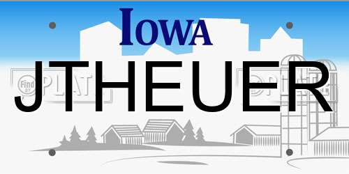 JTHEUER Iowa License Plate