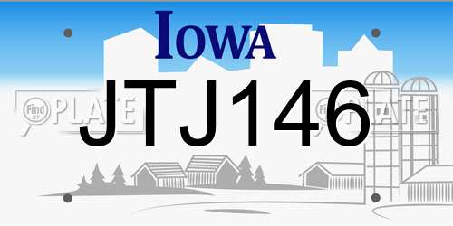 JTJ146 Iowa License Plate