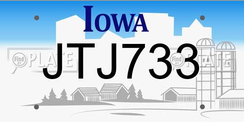 JTJ733 Iowa License Plate