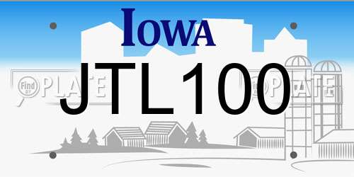 JTL100 Iowa License Plate