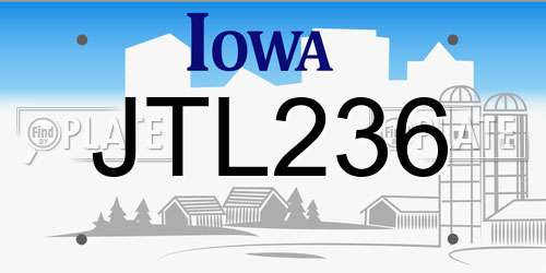 JTL236 Iowa License Plate