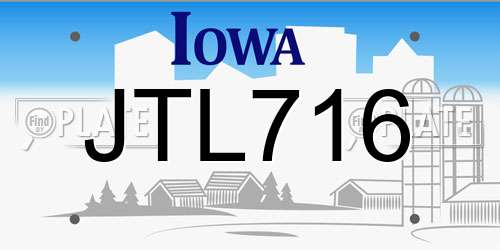 JTL716 Iowa License Plate
