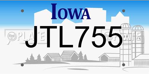 JTL755 Iowa License Plate