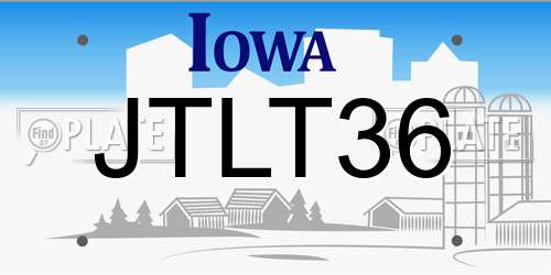 JTLT36 Iowa License Plate