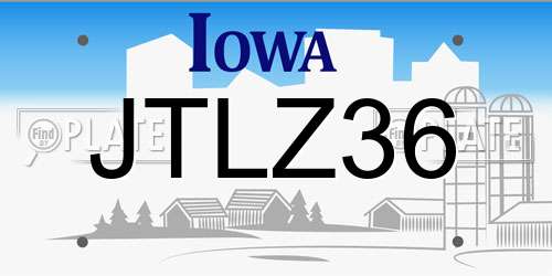 JTLZ36 Iowa License Plate
