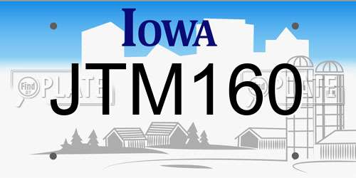 JTM160 Iowa License Plate