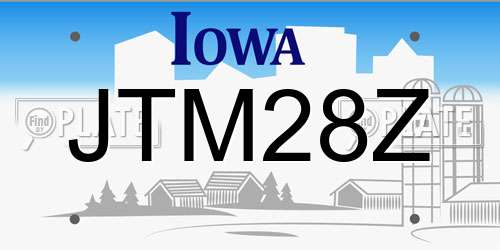 JTM28Z Iowa License Plate