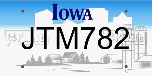 JTM782 Iowa License Plate