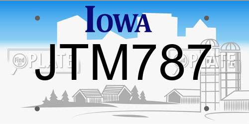 JTM787 Iowa License Plate