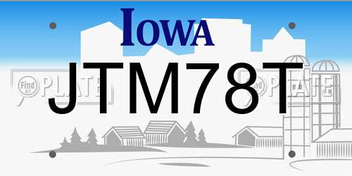 JTM78T Iowa License Plate