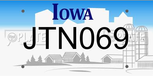 JTN069 Iowa License Plate