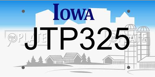 JTP325 Iowa License Plate