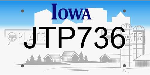 JTP736 Iowa License Plate