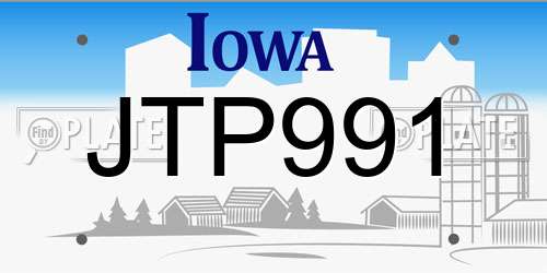 JTP991 Iowa License Plate
