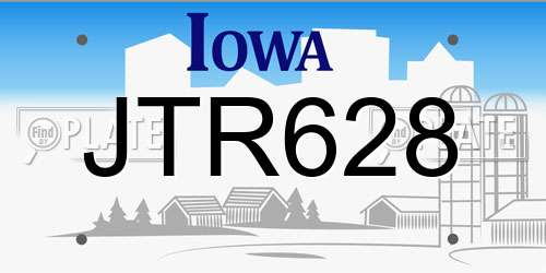 JTR628 Iowa License Plate