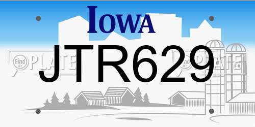 JTR629 Iowa License Plate