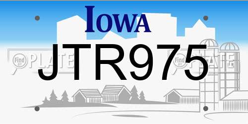 JTR975 Iowa License Plate