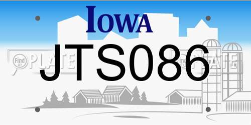 JTS086 Iowa License Plate
