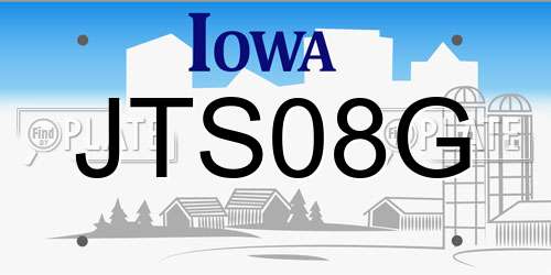 JTS08G Iowa License Plate