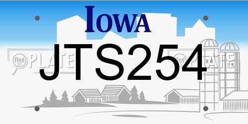 JTS254 Iowa License Plate