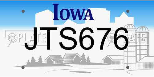 JTS676 Iowa License Plate