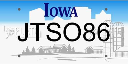 JTSO86 Iowa License Plate