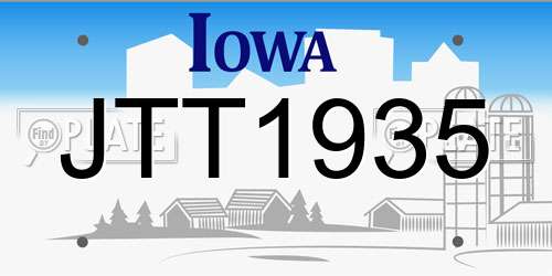 JTT1935 Iowa License Plate