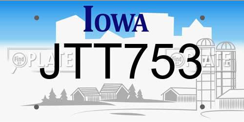 JTT753 Iowa License Plate
