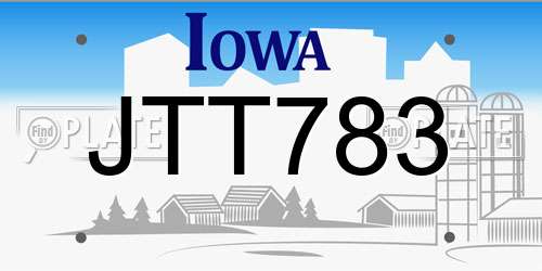 JTT783 Iowa License Plate