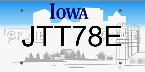 JTT78E Iowa License Plate