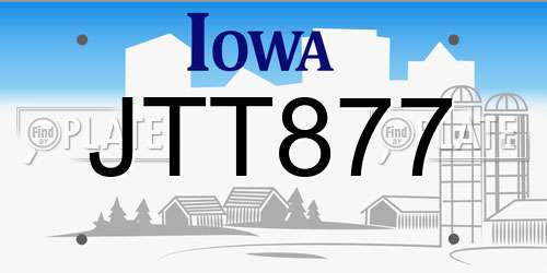 JTT877 Iowa License Plate