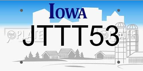 JTTT53 Iowa License Plate