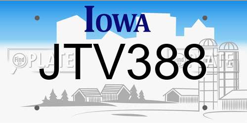 JTV388 Iowa License Plate