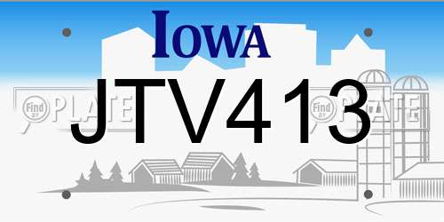 JTV413 Iowa License Plate