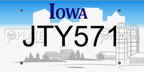 JTY571 Iowa License Plate
