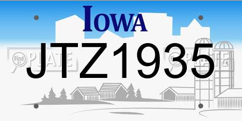 JTZ1935 Iowa License Plate