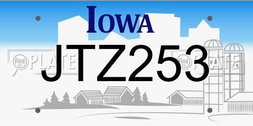 JTZ253 Iowa License Plate